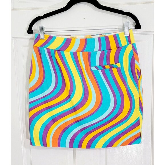 Loudmouth Womens Multicolor Wavy Striped Golf Tennis Skort Lined Size 4 - Picture 2 of 8